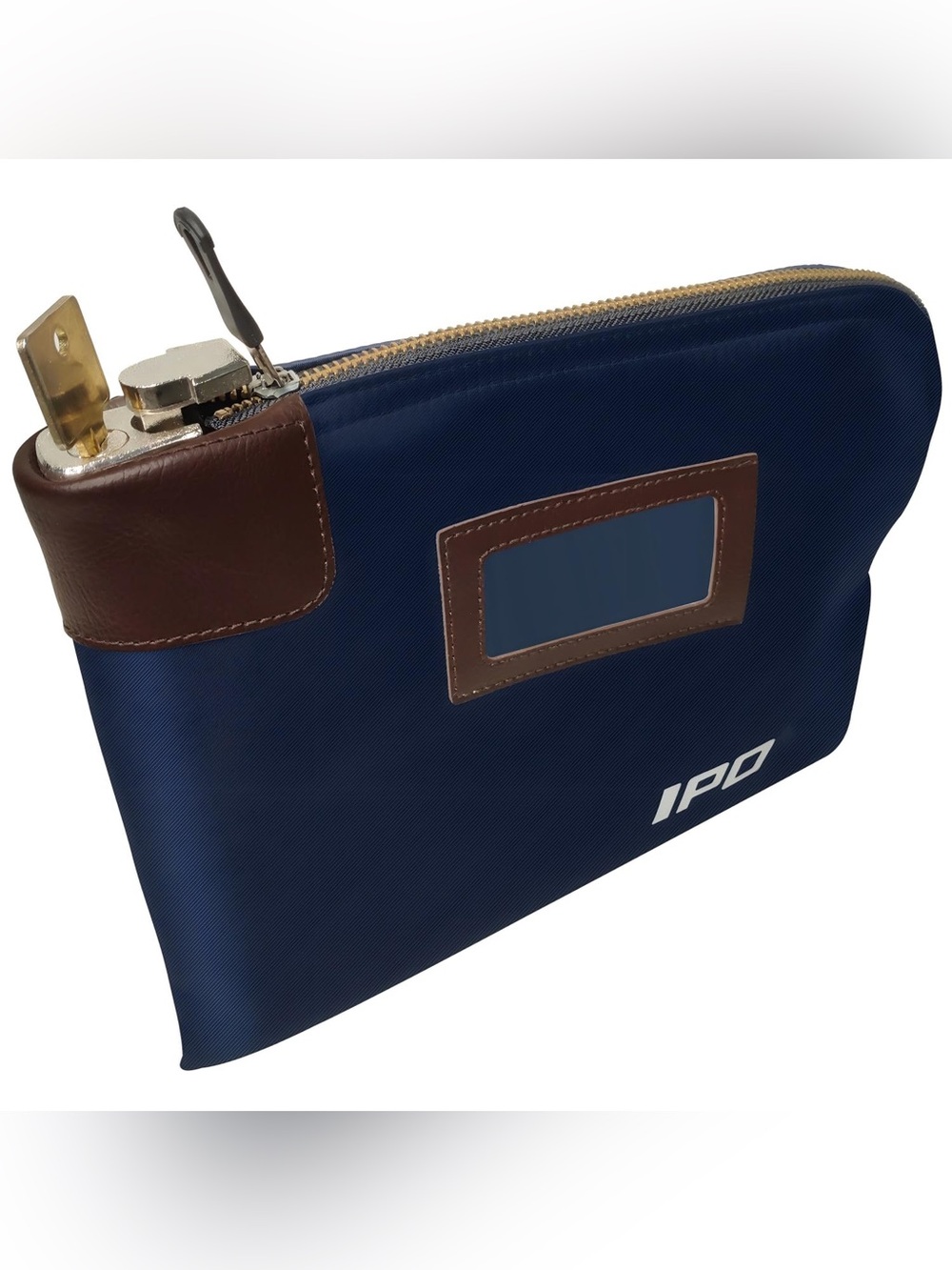 Men's Navy and Brown Travel Document Pouch